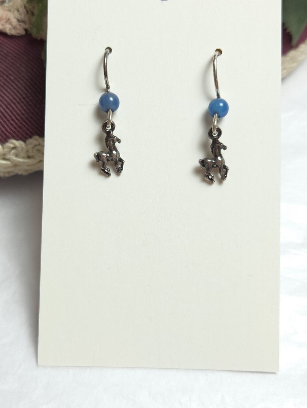 Vintage Sterling Silver Horse Dangle Earrings Marked STER